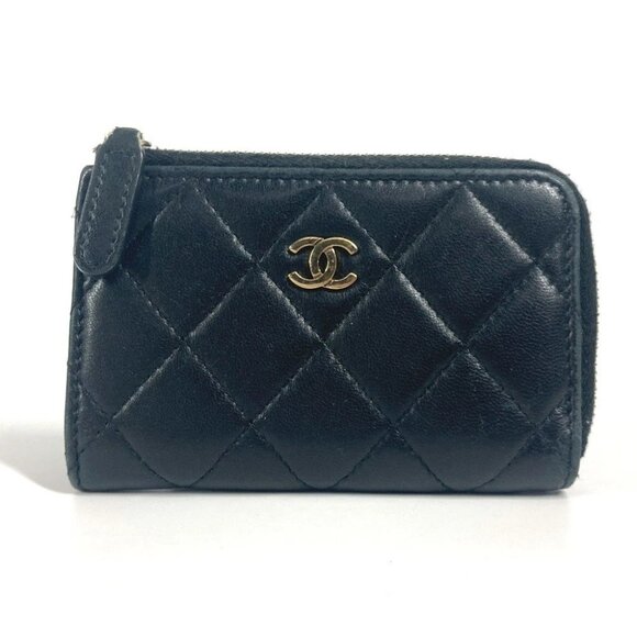 CHANEL CC CC Mark Logo Matelasse Quilted Wallet L-shaped zipper coin purse - Picture 1 of 16